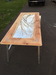 vinegar wood stain on large floor mirror