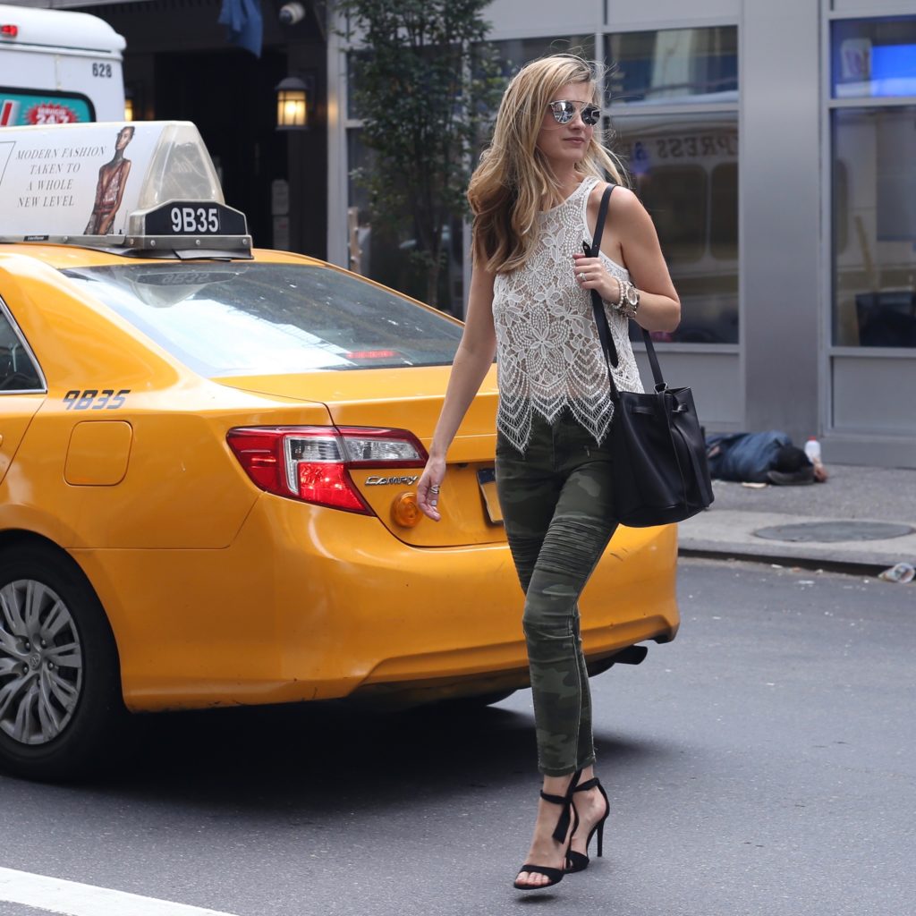 camo moto pants ($50) with lace tank top