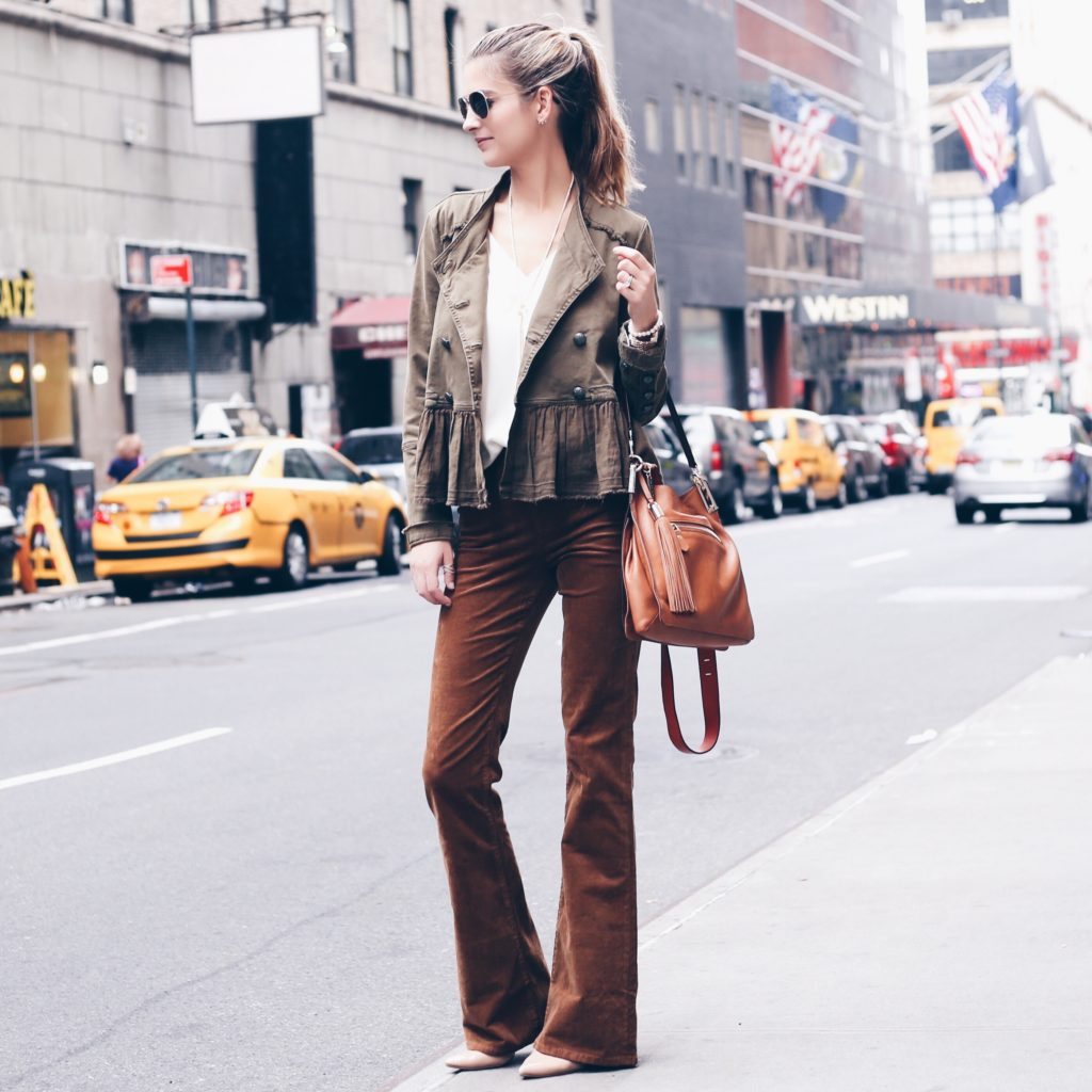 cognac corduroy flare pants