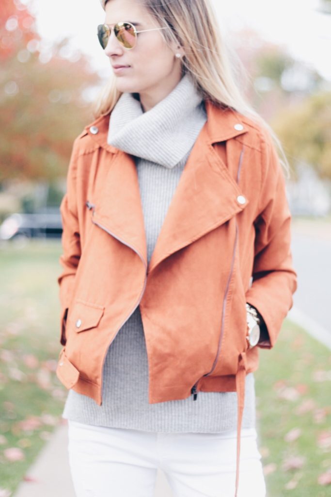 faux suede moto jacket