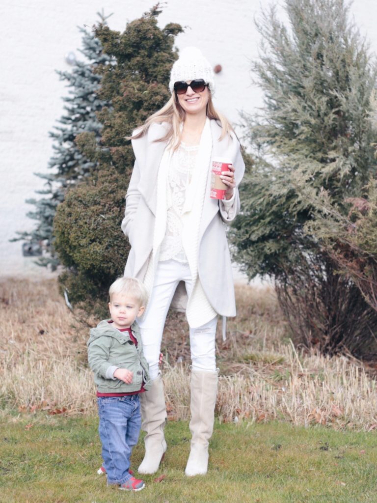 layered winter white outfit 