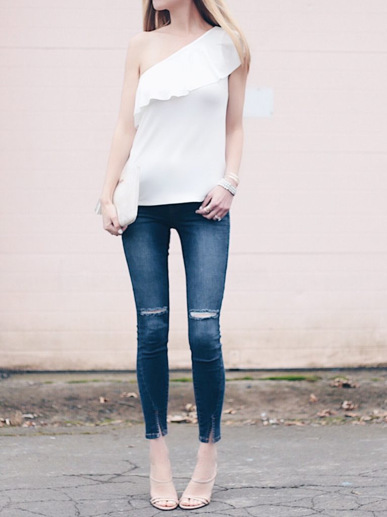 Connecticut life and style blogger, Pinteresting Plans shares a look at the sexiest shoe. Strappy Heeled Sandals are styled with denim. 
