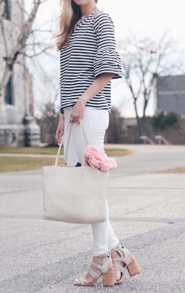 Connecticut life and style blogger, Pinteresting Plans shares Spring outfit ideas with fun statement sleeves. From bell sleeves to ruffled sleeves.
