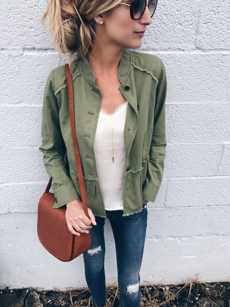 Connecticut life and style blogger, Pinteresting Plans shares the Nordstrom Anniversary Sale outerwear favorites with a peplum utility jacket feature. 