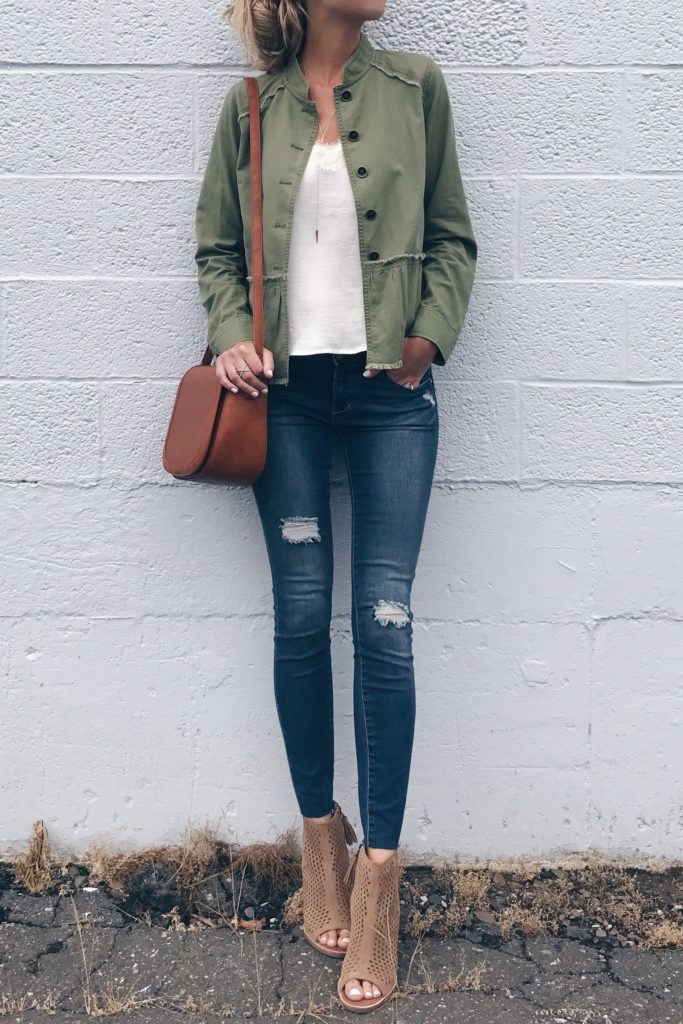 Connecticut life and style blogger, Pinteresting Plans shares the Nordstrom Anniversary Sale outerwear favorites with a peplum utility jacket feature. 