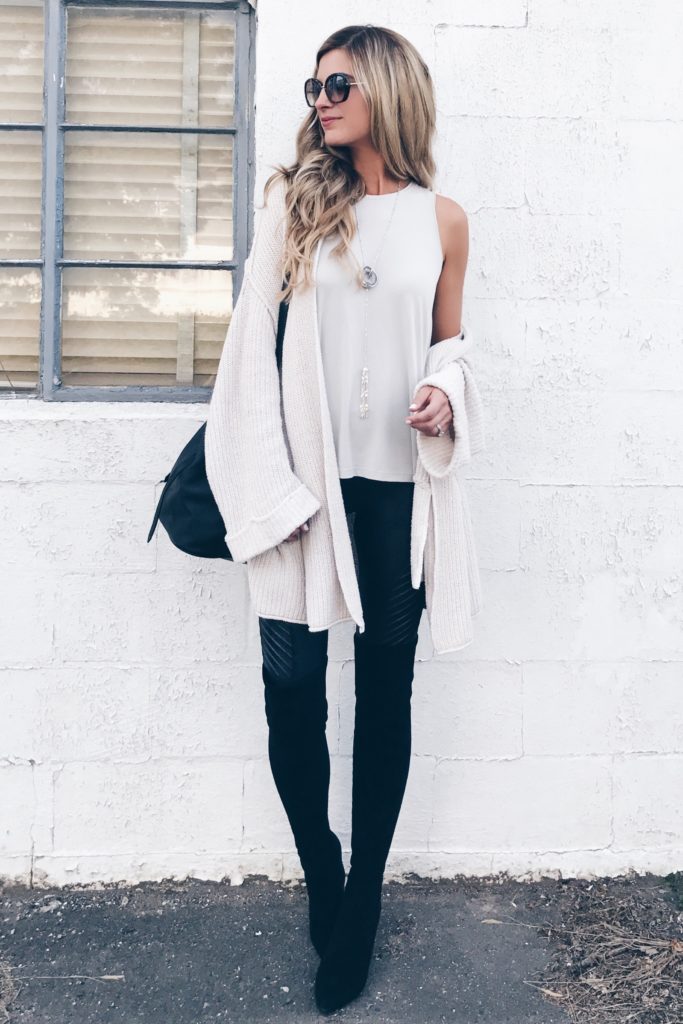 wondering how to style leather leggings with black over the knee boots? SAVE THIS POST! 