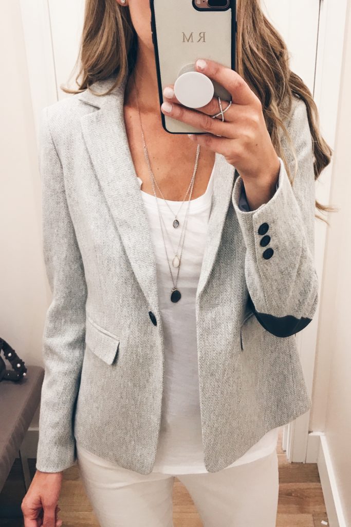loft sale dressing room selfies - elbow patch blazer on pinterestingplans