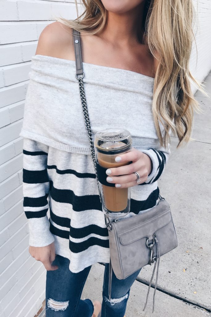 loft weekend sale 10/14/17 - striped off the shoulder sweater