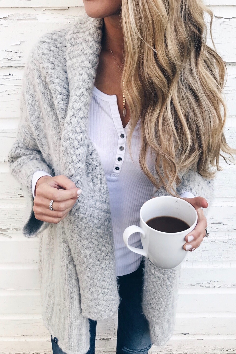 best cyber monday 2017 deals - shawl collar cardigan and white henley women's fashion