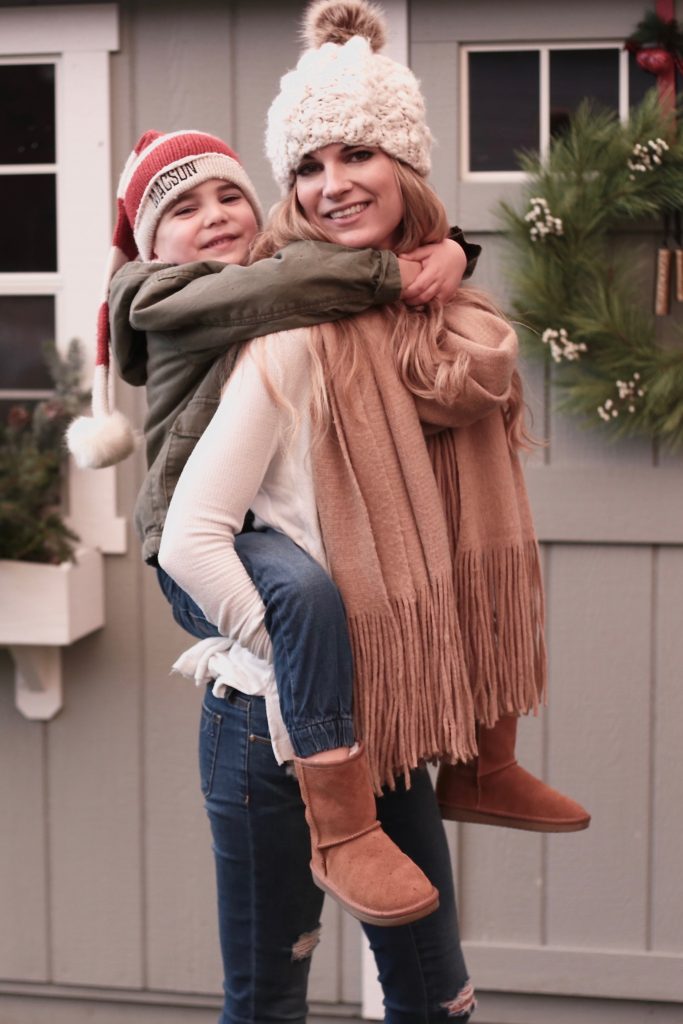 boy names 2017 and mom and son wearing koolaburra boots