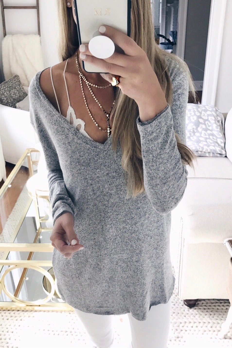 Style Tips for Wearing a Bralette | Cute bralettes to add to your winter wardrobe - under a fleece tunic