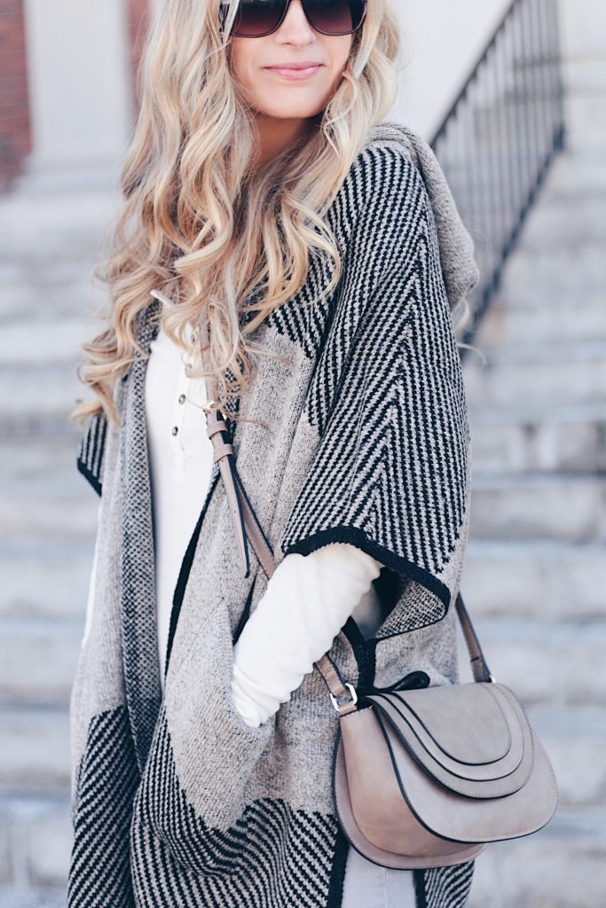 knit cape and spring transition shoes on connecitcut lifestyle blogger rachel moore