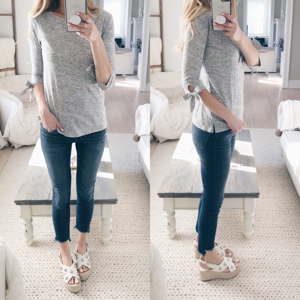 Old Navy President's Day Weekend Sale- Gray Tie Sleeve Shirt