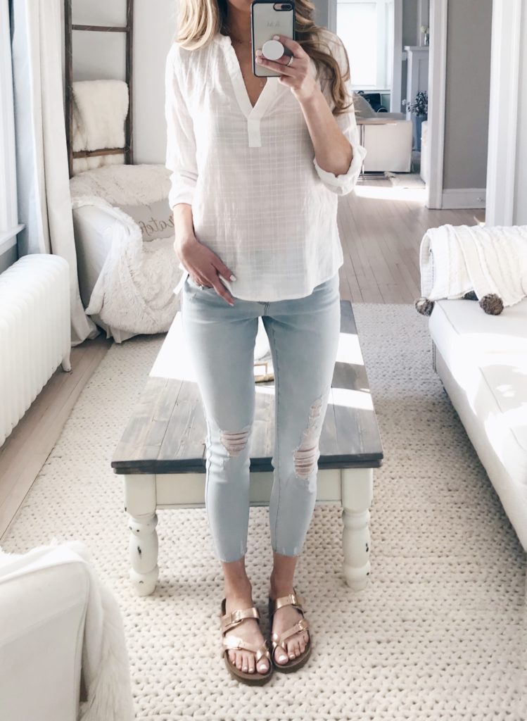 Old Navy President's Day Weekend Sale- White 3/4 Length Shirt 