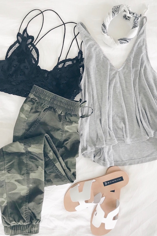 Spring Outfit Round Up - Camo Joggers/tank