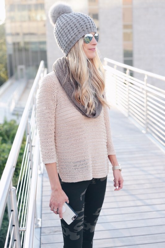 Camo with Sweater for Fall | How to Style Camo Leggings for Fall