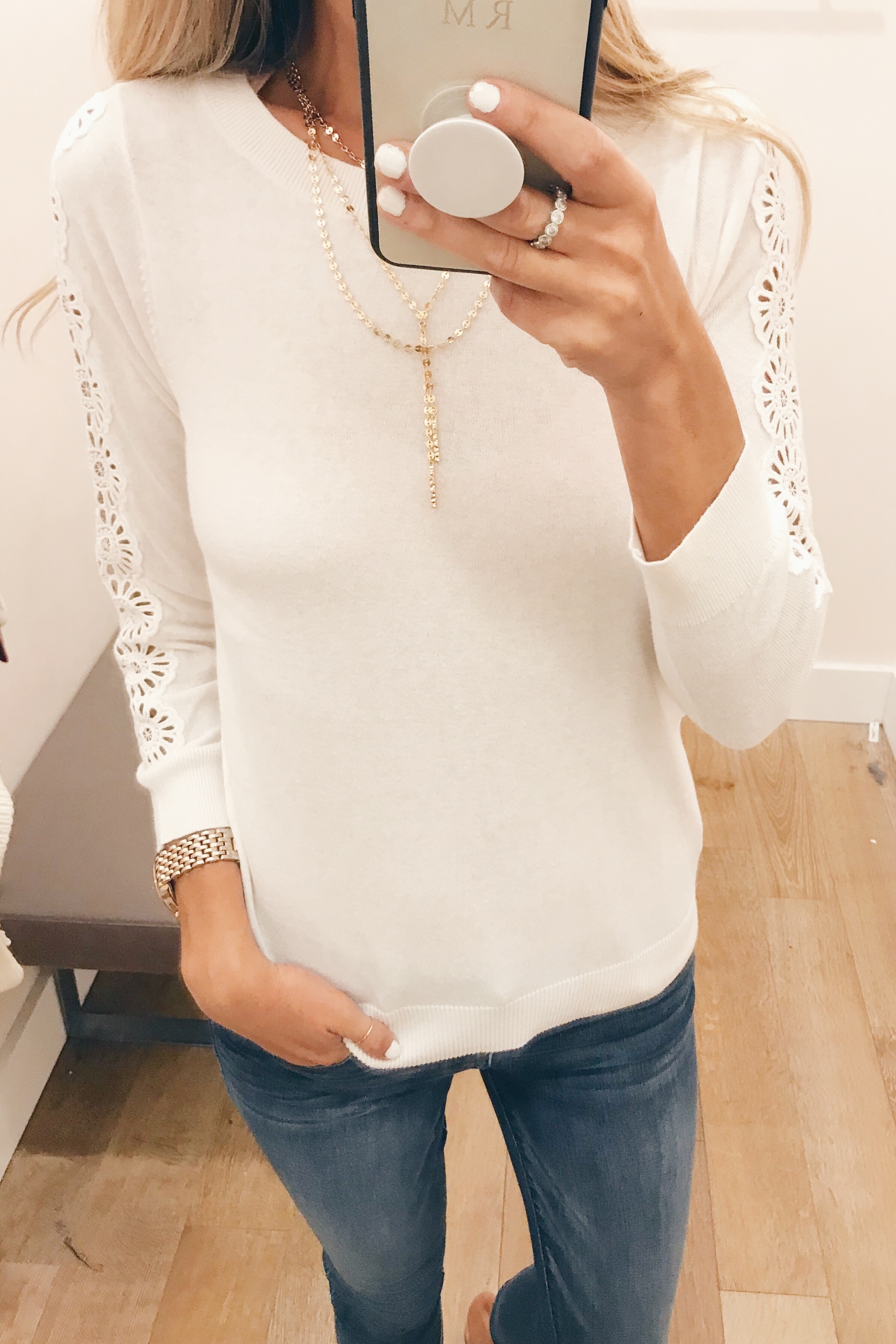  ivory sleeve detail sweater - august 2018 loft sale