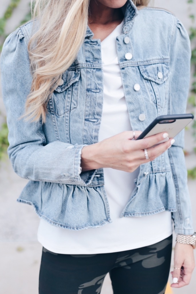  Peplum Denim Jacket on Pinterestig Plans | How to Style Camo Leggings for Fall
