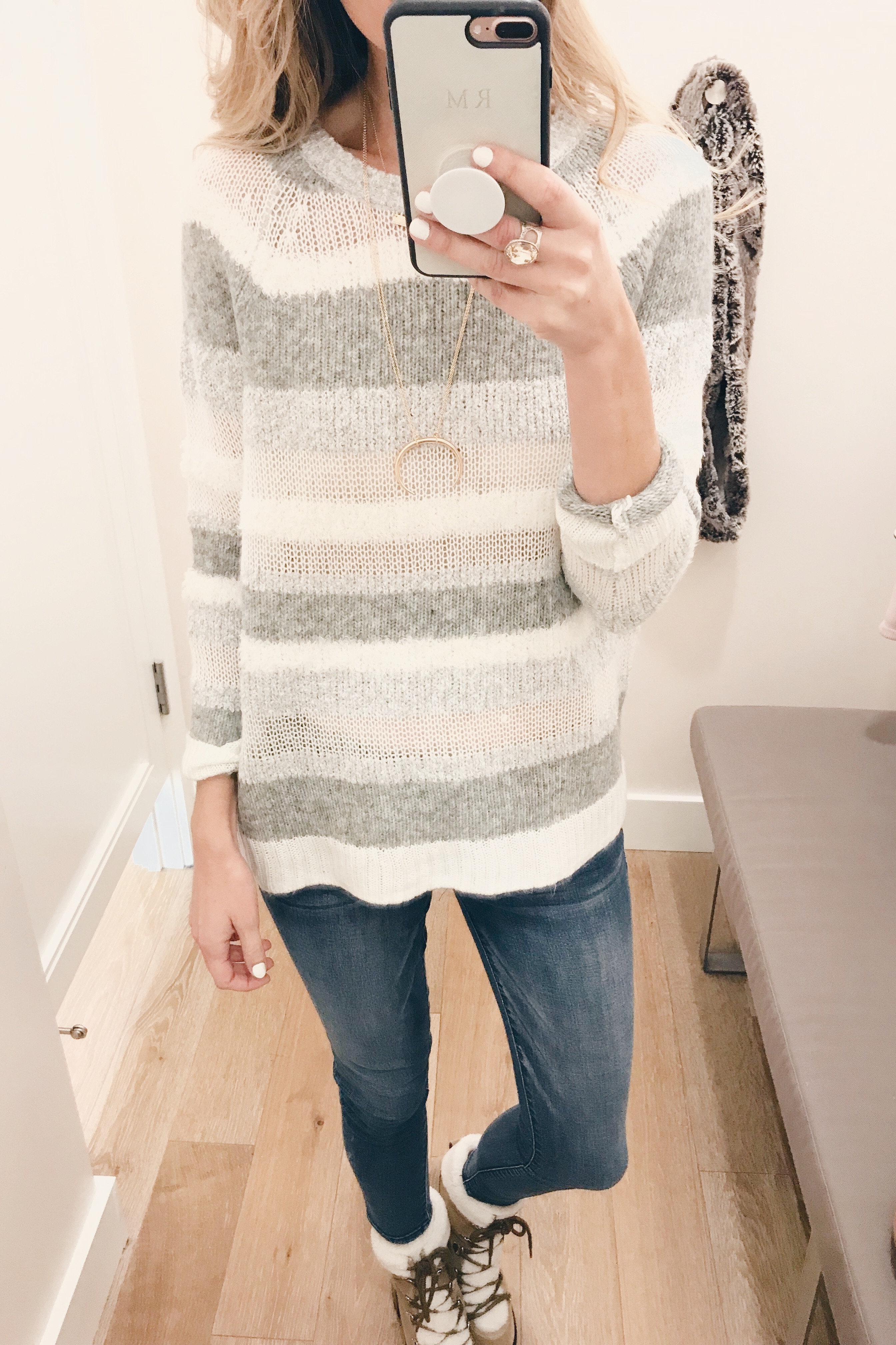 veteran's day weekend sale round up 2018 striped neutral sweater