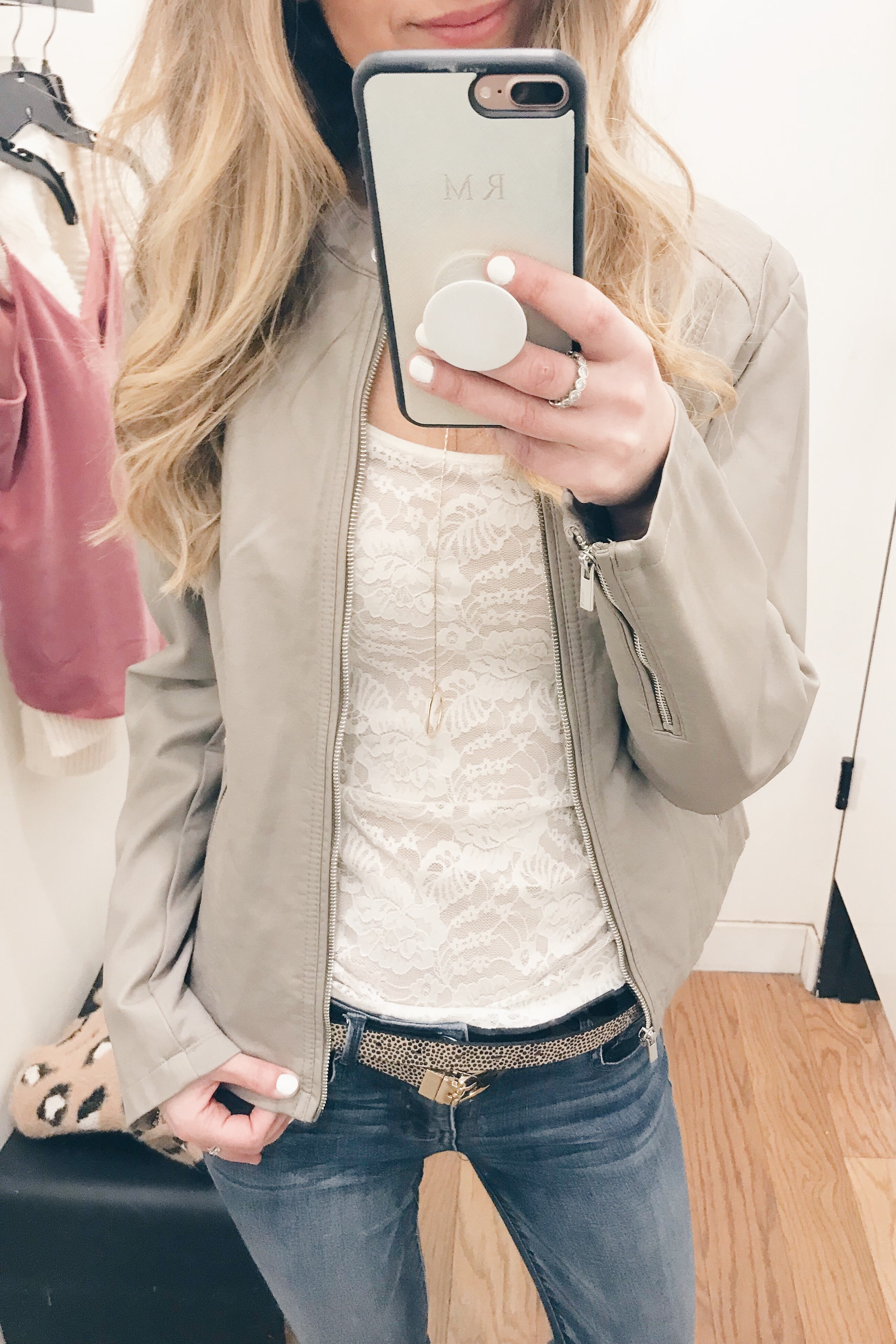 Pre Christmas Weekend Sales - Lace tank/Moto jacket