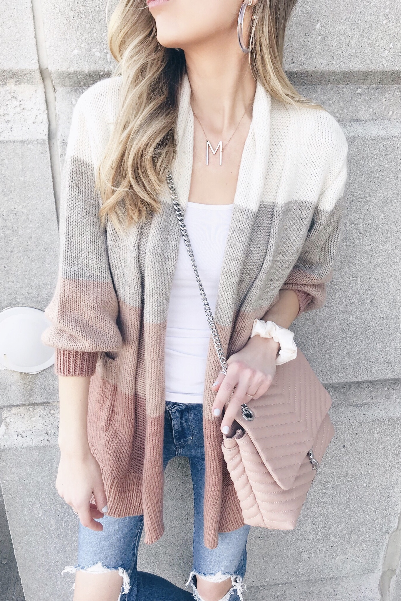 Pink-Inspired Outfits for Spring | Pink Color Block Cardigan