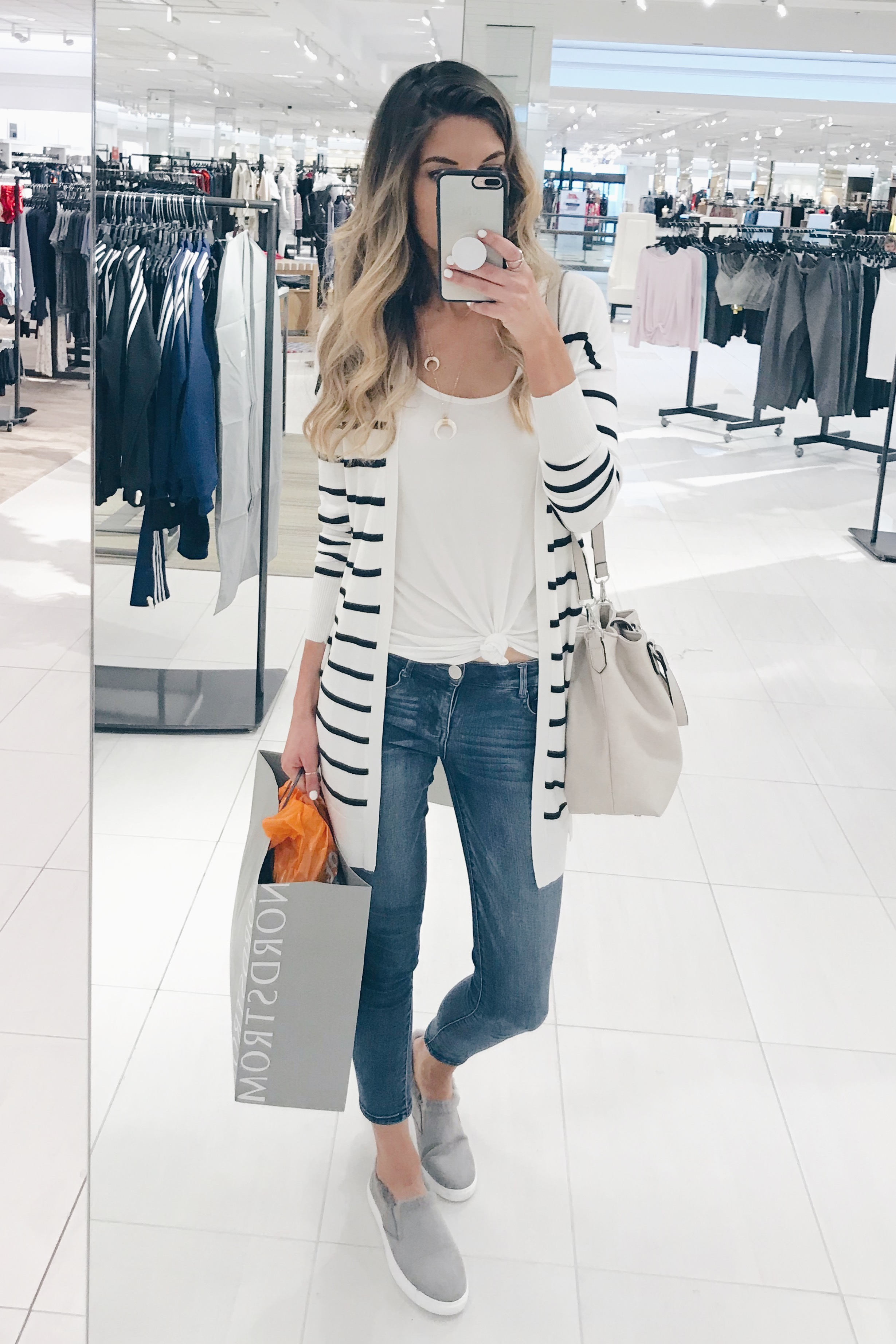 president's day weekend sale round up - striped cardigan outfit on pinteresting plans blog
