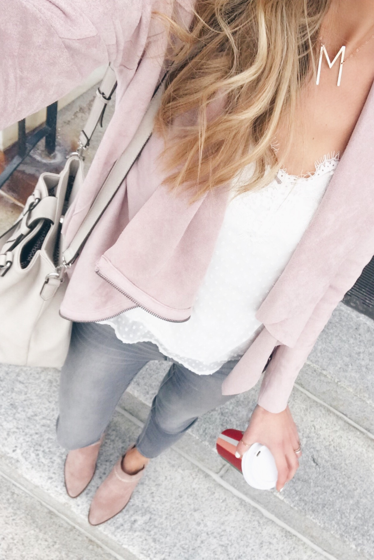  spring outfit with blush booties and a question and answer post on pinteresting plans blog