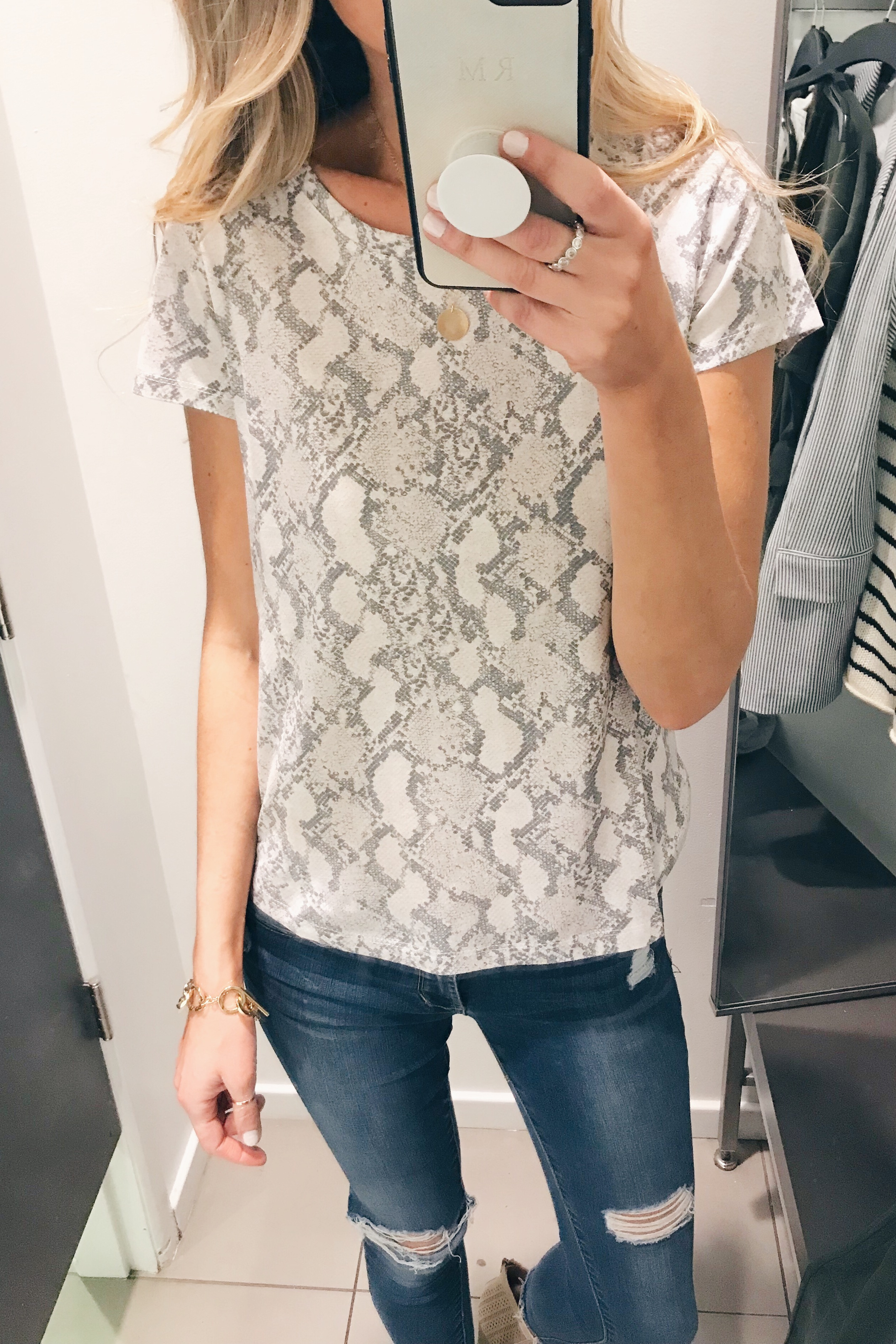 hm try-on snakeskin print tee shirt - Pinteresting Plans blog