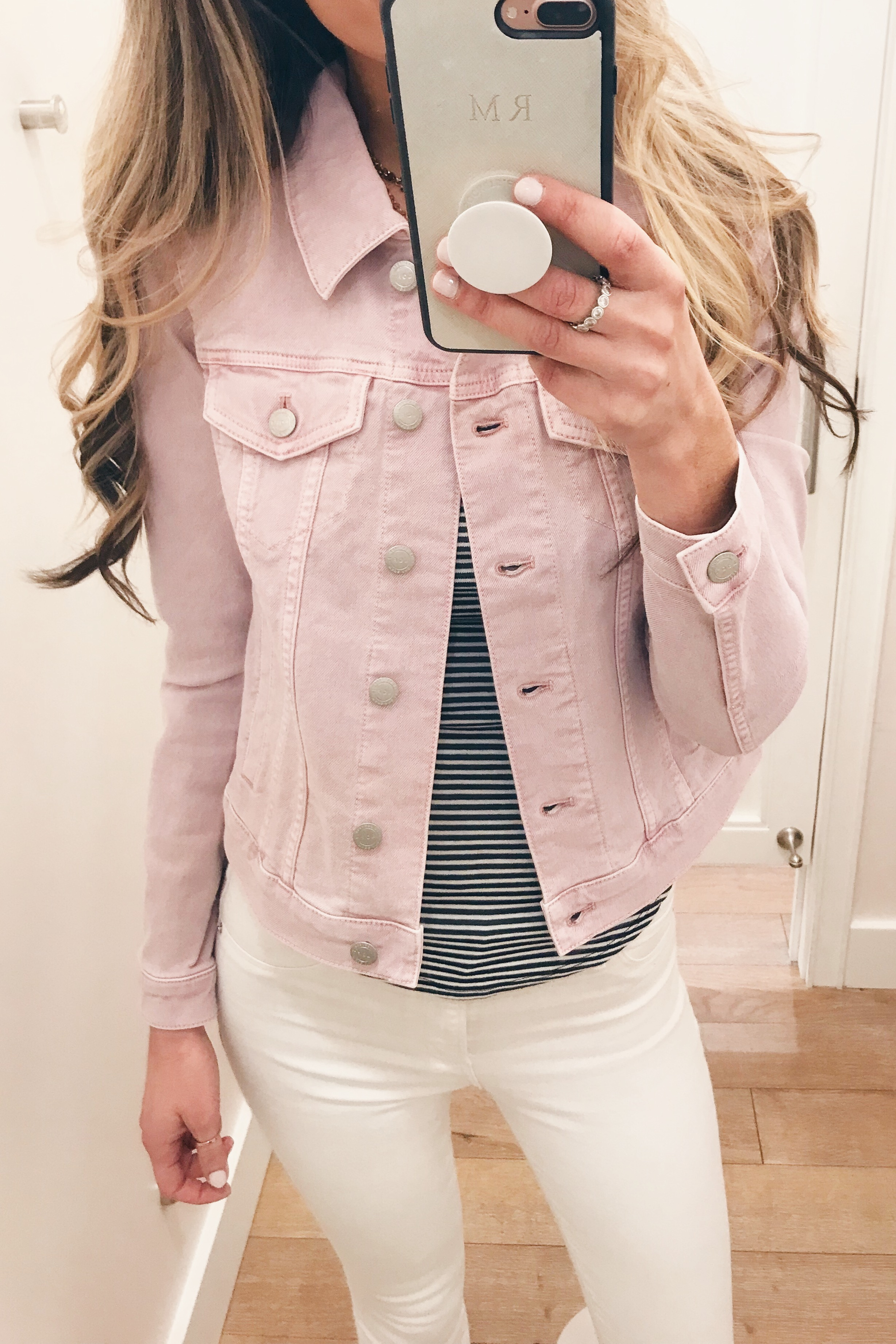 cropped pink denim spring jacket on Pinteresting Plans fashion blog
