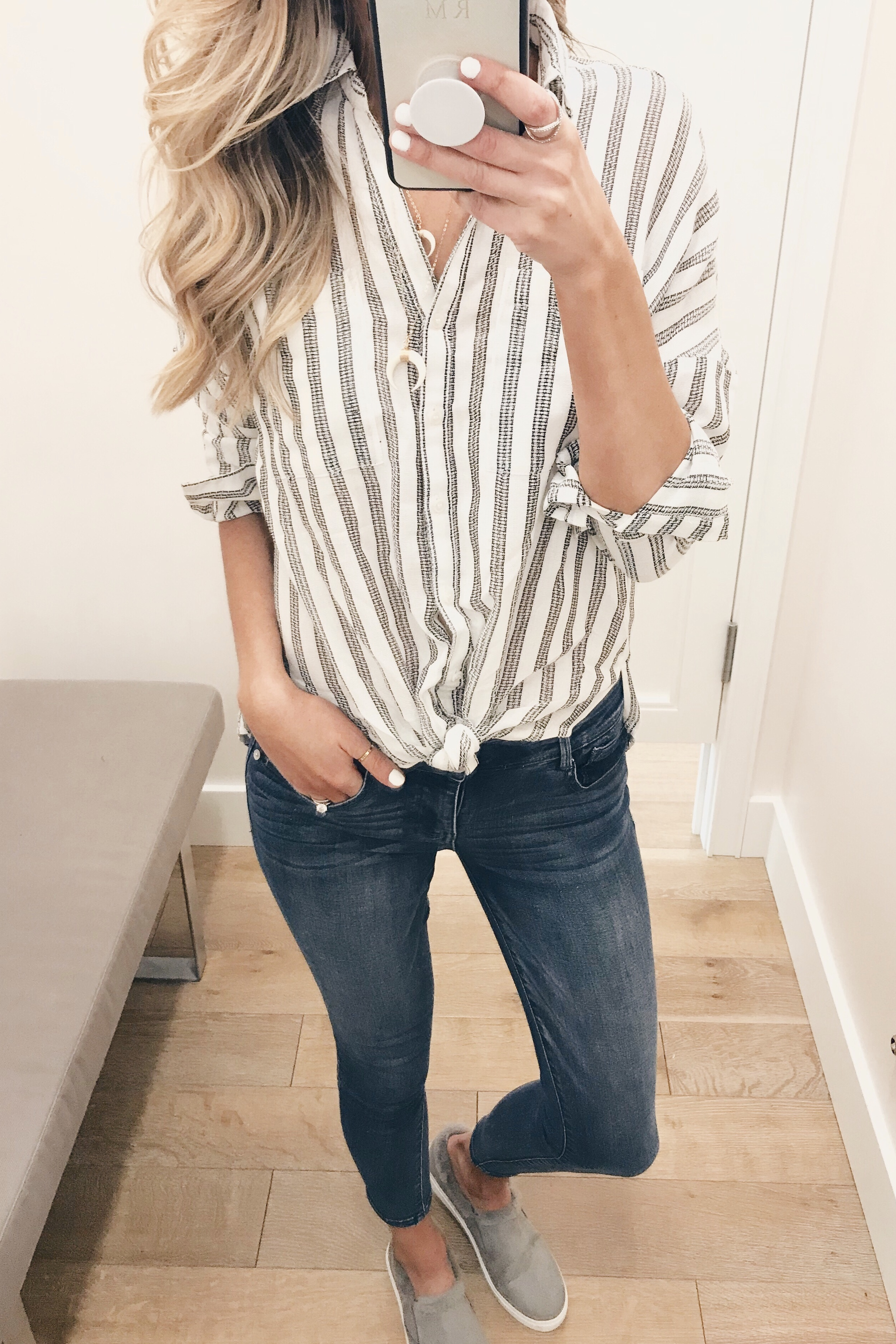 striped tie front top on sale on Pinteresting Plans connecticut fashion blog