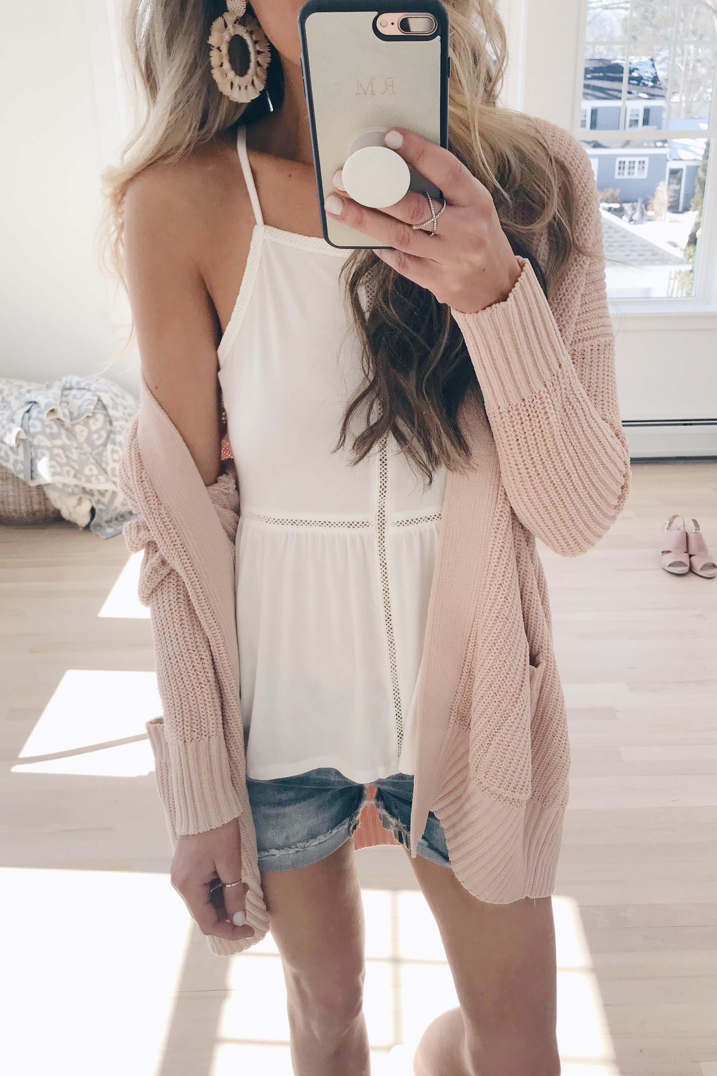 rican Eagle Spring Try On - Pink Cardigan