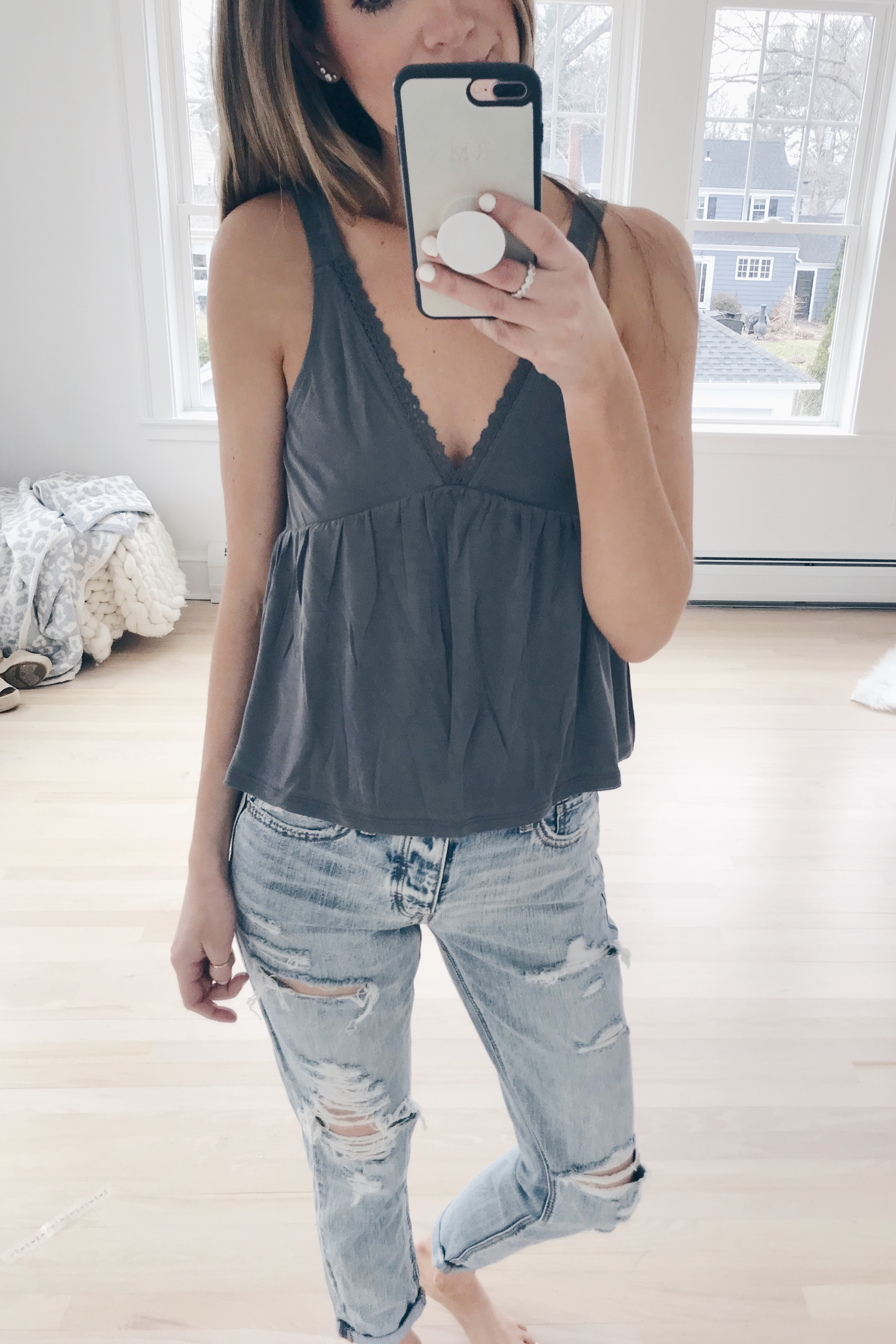 American Eagle SPring Try On - Lace trim cami
