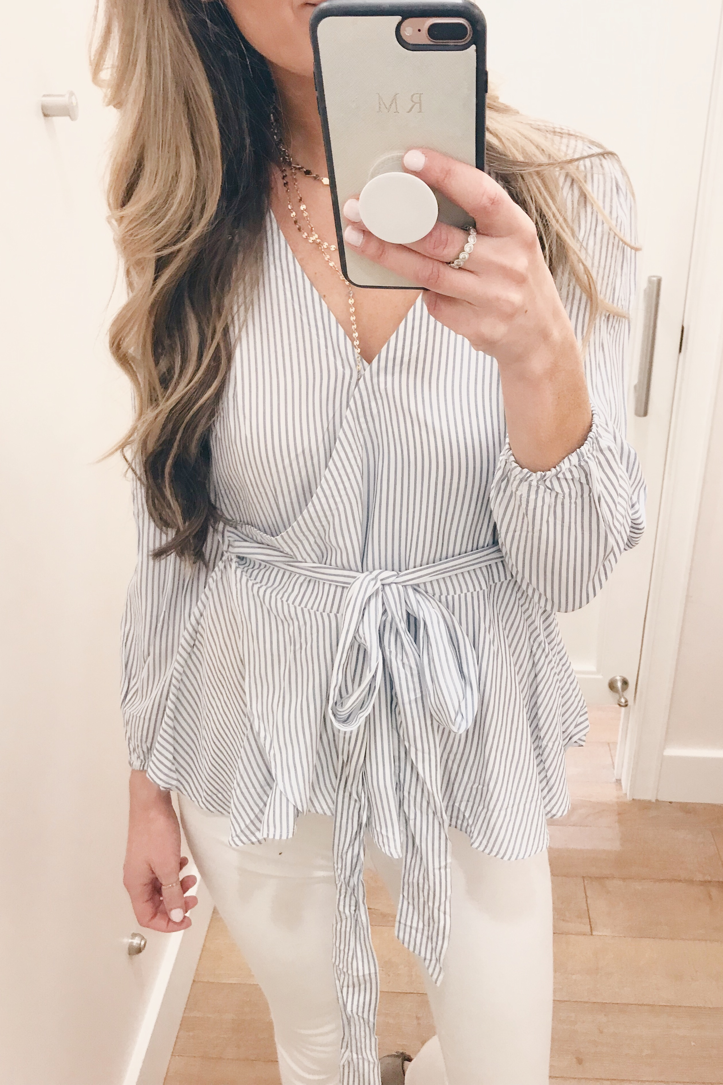 striped wrap spring top on sale on Pinteresting Plans blog