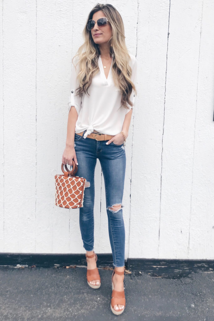 top spring outfits and easter weekend sales - knotted white tunic on pinteresting plans connecticut fashion blog