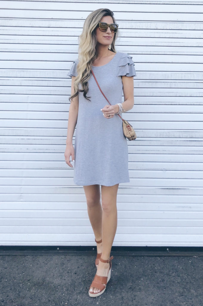 ruffle sleeve gray dress - walmart dresses - pinteresting plans connecticut fashion blogger