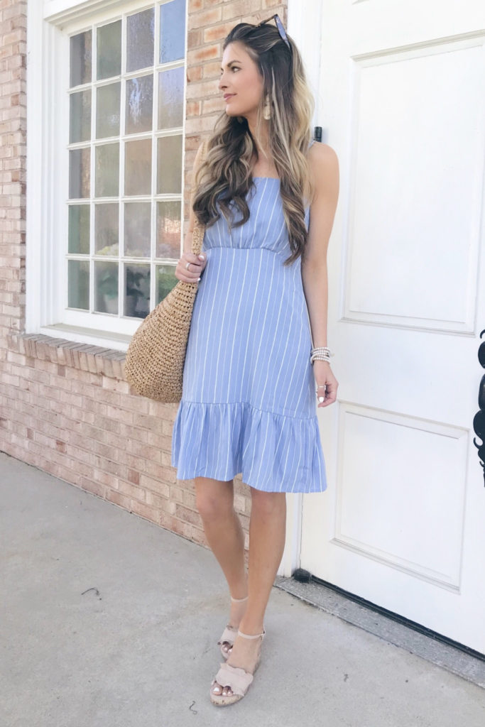 walmart dress - pinteresting plans fashion blog in blue striped midi dress