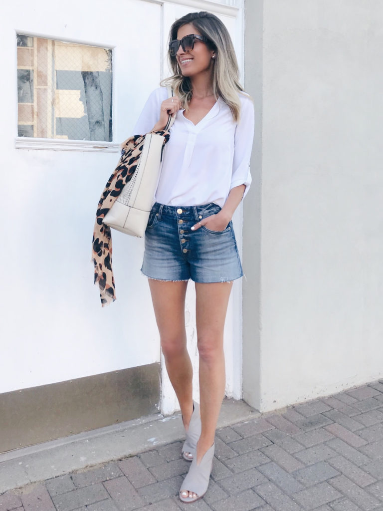 White Blouse with Leopard Scarf From Sole Society