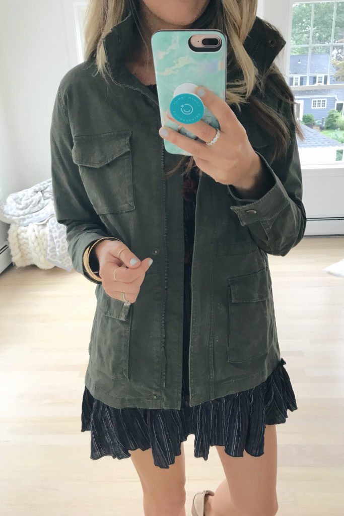 fall transition dress with utility jacket personal styllist for prime wardrobe - pinteresting plans connecticut fashion blog