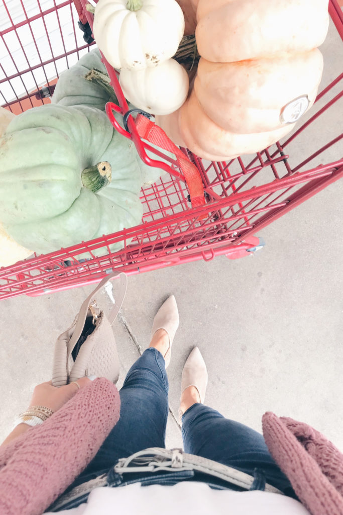 decorating for fall with pumpkins from trader joe's on pinteresting plans blog