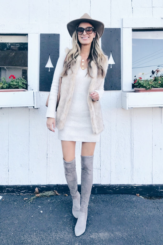 fashion blogger styling something navy sweater dress dressed up