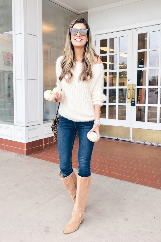 fashion blogger wearing sole society alexie walnut tall boots