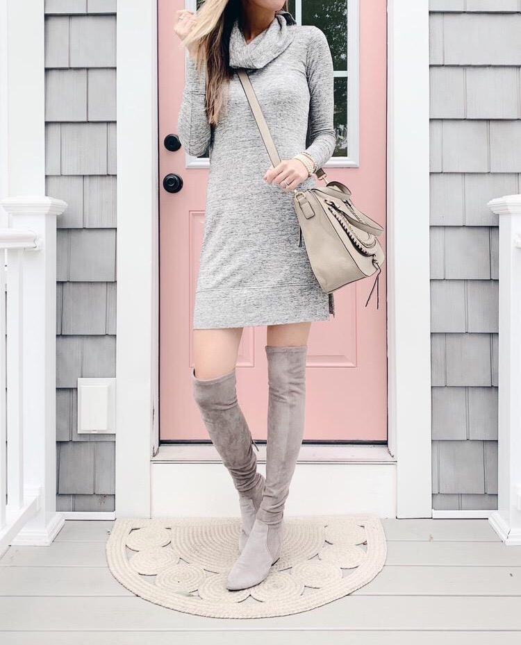 pinteresting plans amazon terry long sleeve cowl neck grey sweater dress