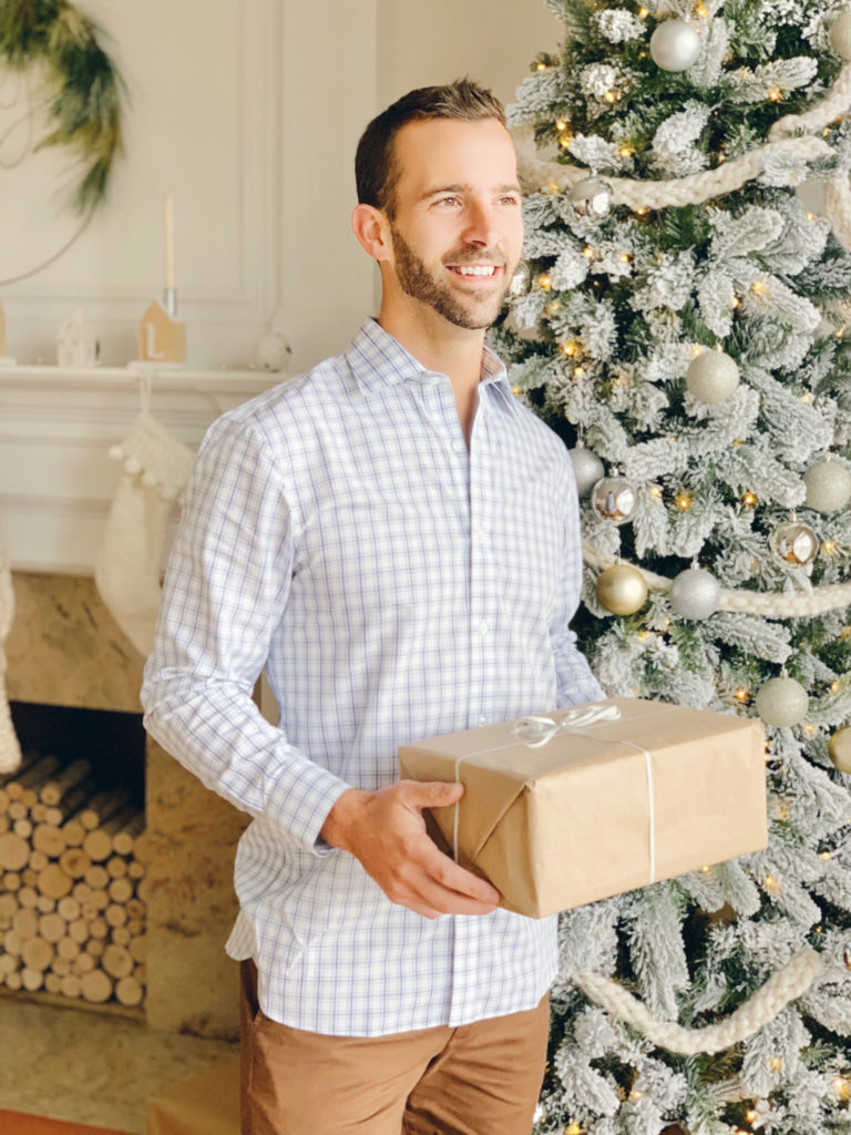 mens holiday gifting bonobos daily grind winkle free dress shirt in blue lake placid