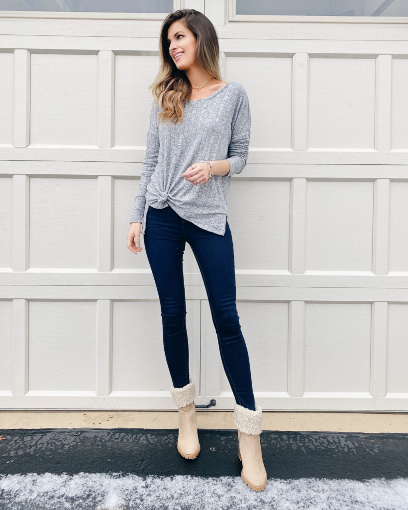walmart outfit ideas - knotted tunic with jeans on pinteresting plans fashion blog