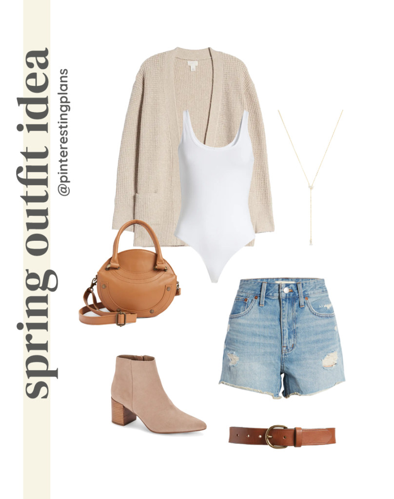 cute spring outfit idea with denim shorts 2022