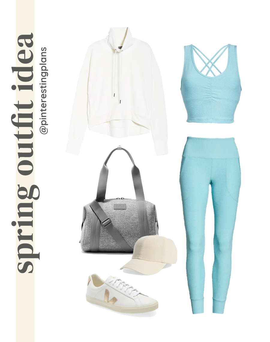 spring matching athleisure workout outfit 2022