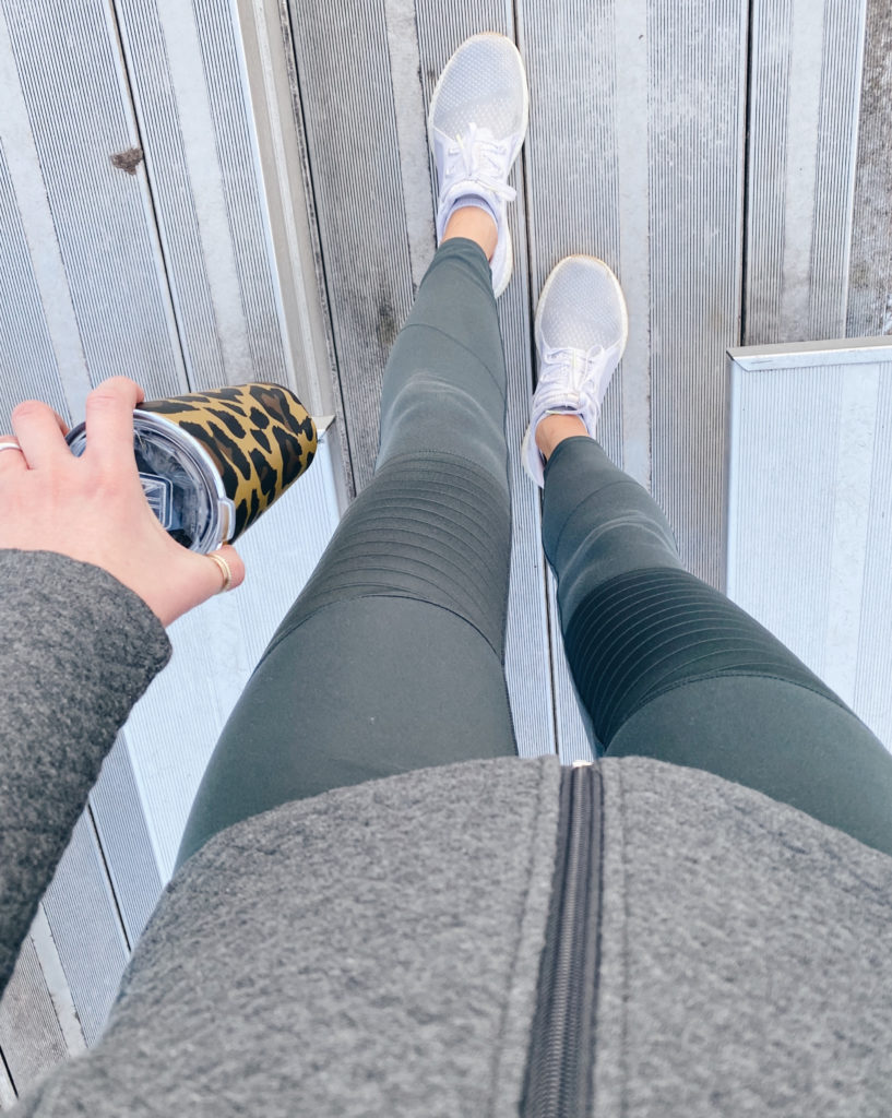 Jockey urban chic forest green Moto workout athleisure leggings on Pinteresting plans blog