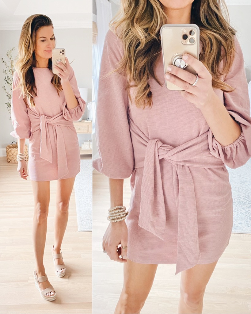 pink amazon tie waist dress - victoria emerson valentine's day sale
