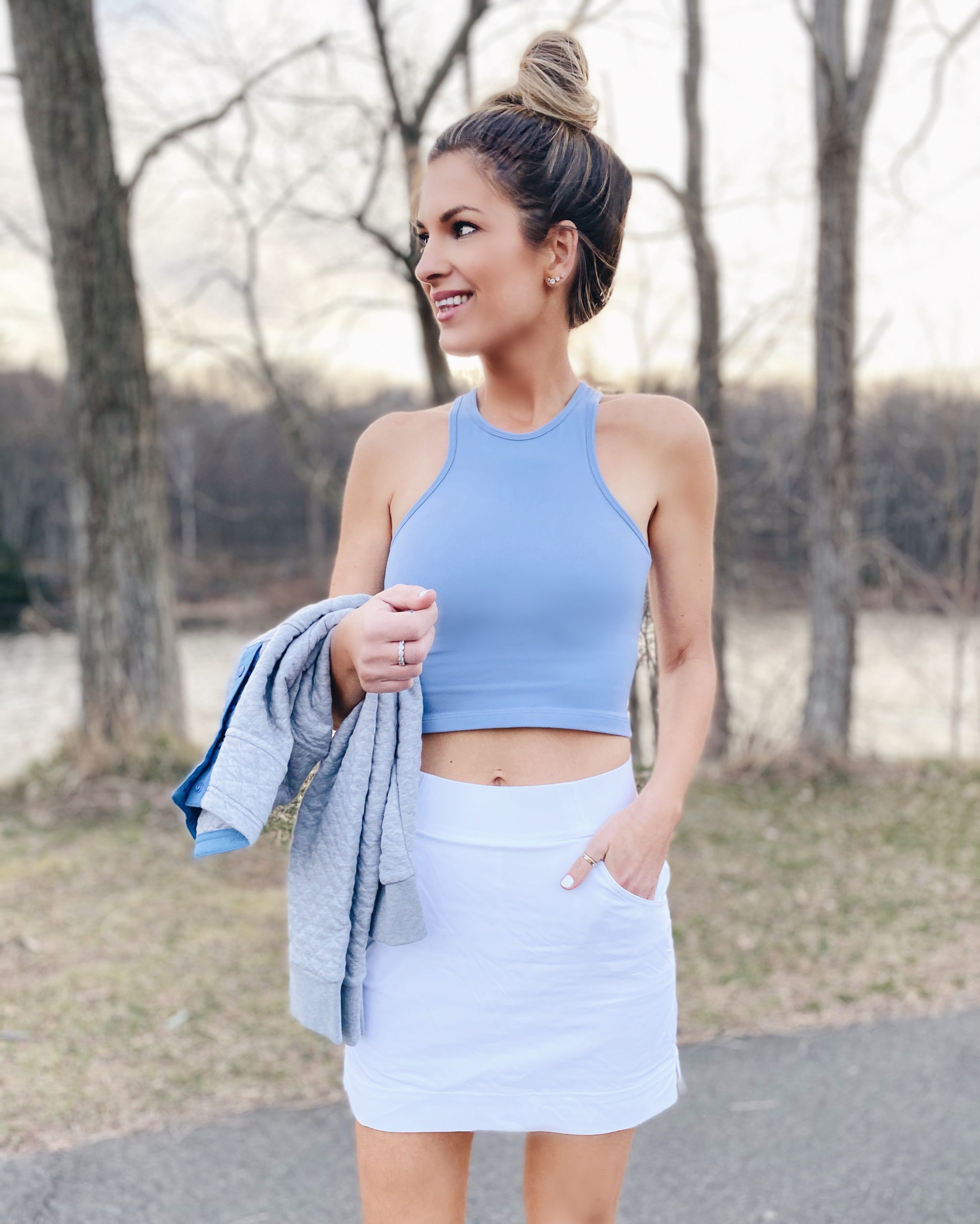 cute spring running outfit with skort