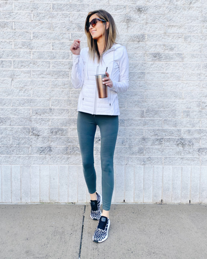 white hooded tech jacket - active and athleisure outfit ideas for her